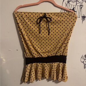 Wet Seal Yellow Polka Dot Strapless Top